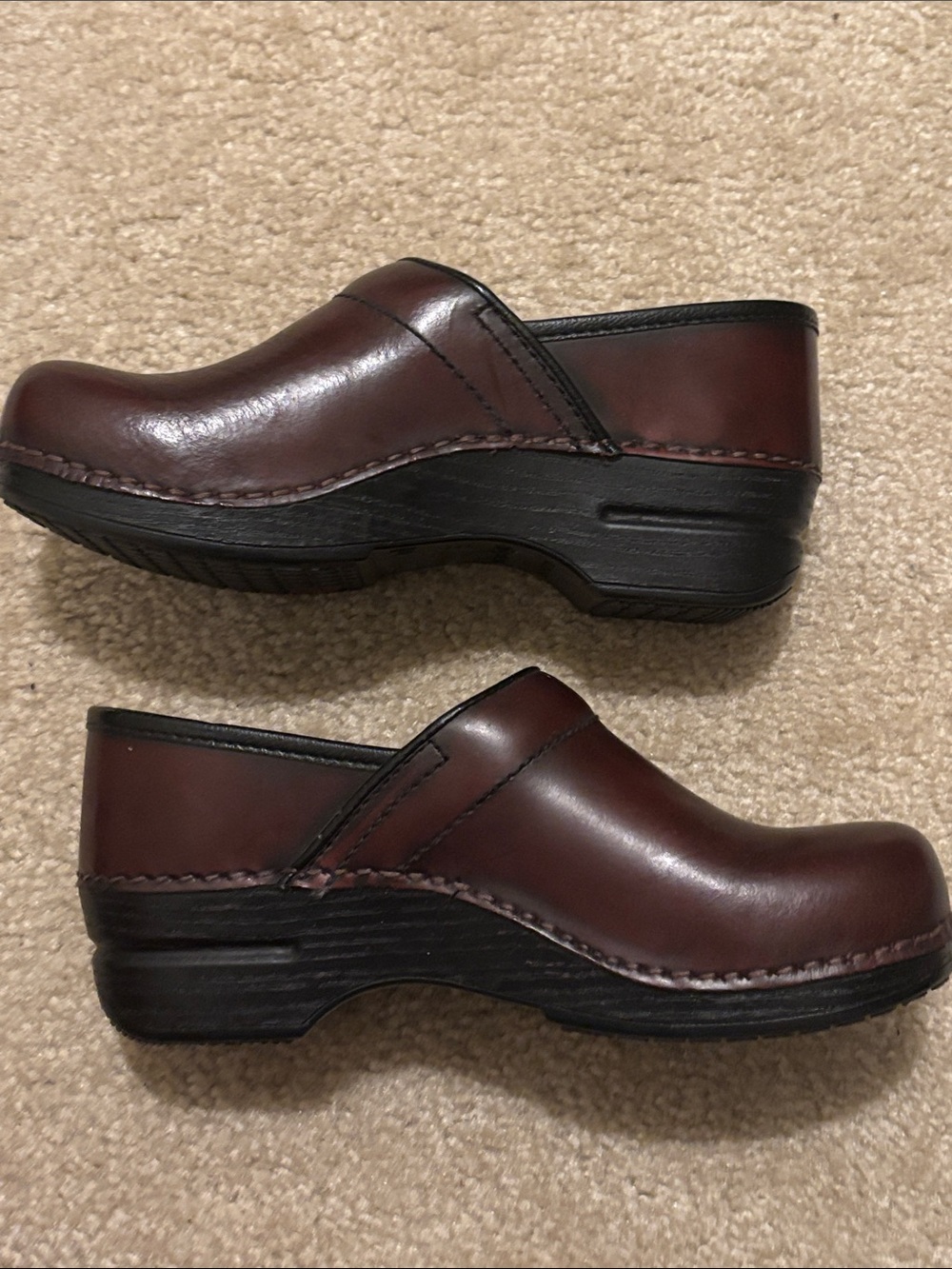 Dansko Women's Burgundy Leather Clogs - Picture 6 of 7
